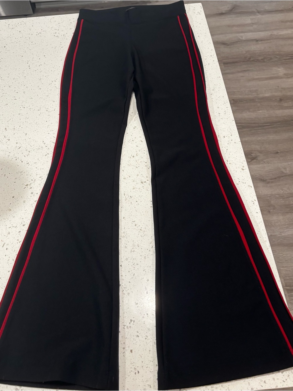 Prioritat Black/Red premium Flare Pants with Red Side Piping